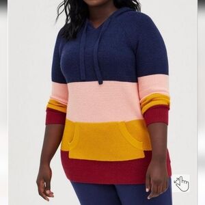 Torrid colourful stripe hooded sweater‎